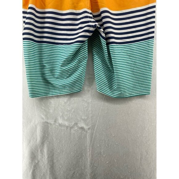 Old Navy Swim Board Shorts Men's Sz 36 Orange Blue Striped Colorblock Tie Front - Picture 9 of 11